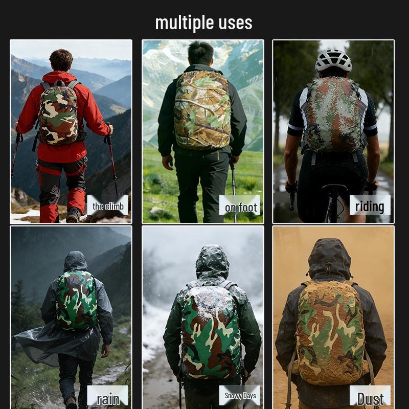 Camouflage 80L Wasserdichter Digitaler Rucksack mit Regenhülle – Ideal für Wandern, Trekking, Radfahren und Schule.