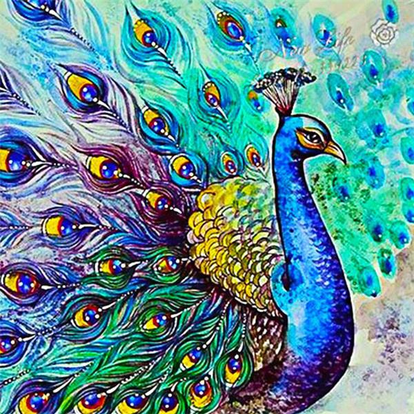 Diamond Painting Peacock Colorful Full Drill Square Diamond Embroidery 5D DIY Needlework Mosaic Art Handmade Gift