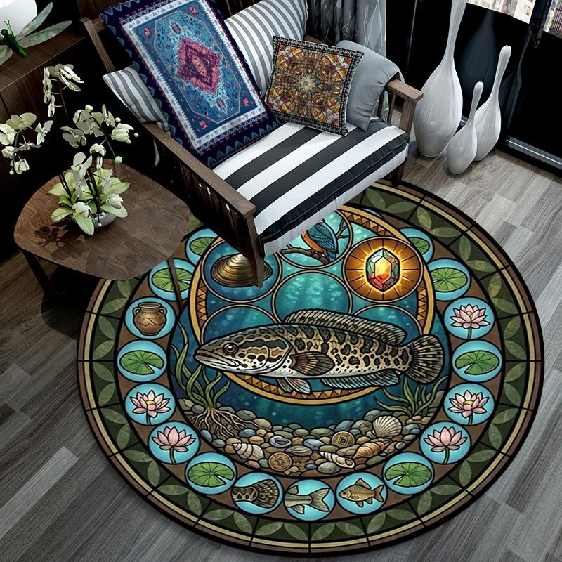 Ocean Life Harmony Round Area Rug Under Office Chairs Bedroom Living Room Home Decor