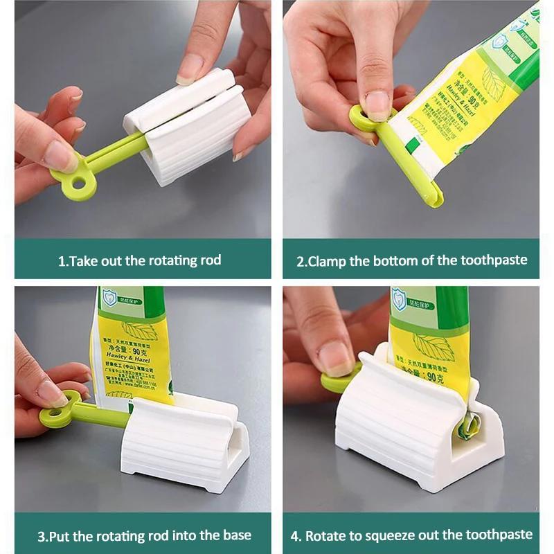 3Pcs Manual Toothpaste Squeezer Toothpaste Tube Holder Facial Cleanser Rolling Squeezing Dispenser Bathroom Accessories