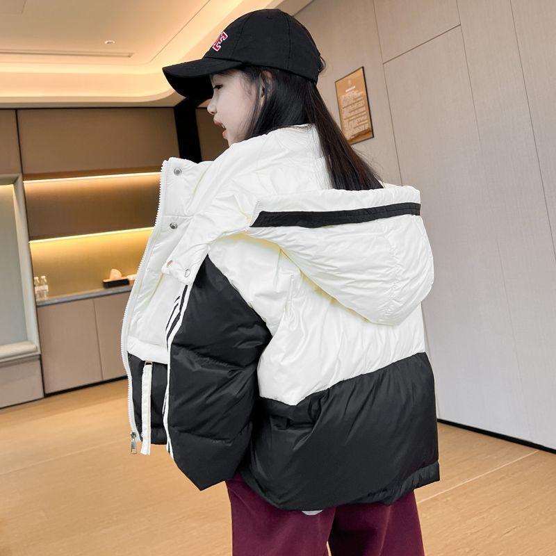 Children's Two-Tone Jackets, Down-Fiber Coats, Fall/Winter Thickened Protective Clothing for Boys and Girls