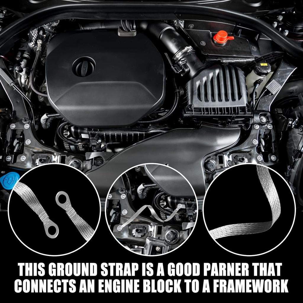 14Pcs Ground Straps, 10/12 Inch Engine Universal Automotive Ground Strap Kit Braided Copper Ground Straps Automotive Ground Strap Wire Ground Strap