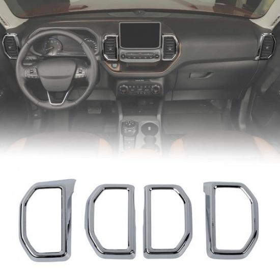 Chrome Center Console Air Condition Vent Outlet Cover For Ford Bronco Sport 21+