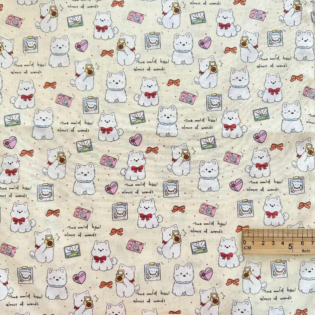 100% Cotton Digital Print Fabric: Korean Style Cartoon Animal & Floral Design for Women's, Children's Clothing & Homewear DIY