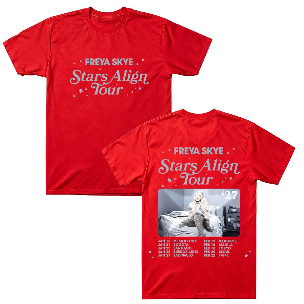 Freya Skye Stars Align Tour 2027 Cotton T Shirt Unisex Graphic Print Tee Casual Short Sleeve Music Concert Fan Merch Streetwear