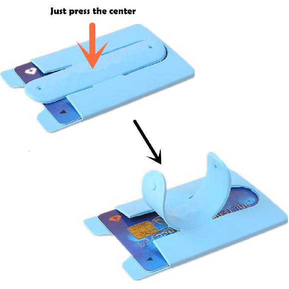 Card Holder with Cell Phone Stand,Stick-on Silicon Rubber Smartphone Sleeve Support Wallet(6pcs)