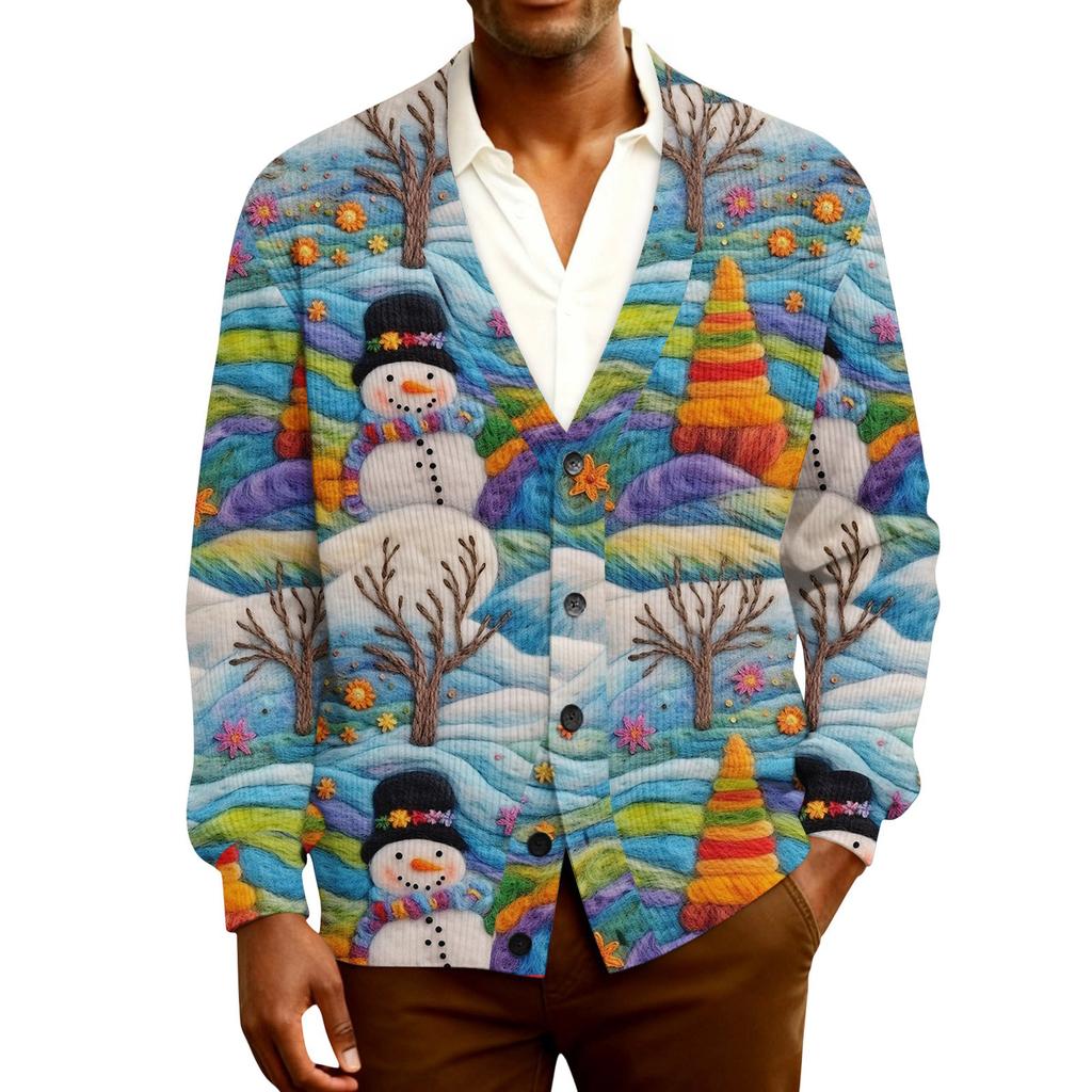 Men's Ribbed Knit Long-Sleeve Cardigan