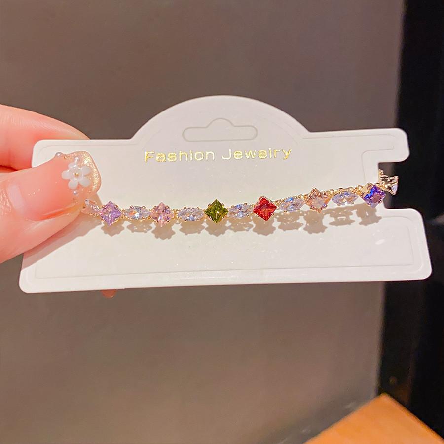 Style Zircon Hand Chain With Colorful Waterdrop Elements For Womens Jewelry золотой