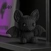 Cute Cartoon Bat Decor 3D Printed Figurine with Knitted Texture, Halloween Decoration, Home Office Space Decoration Animal Statue for Desk Shelf