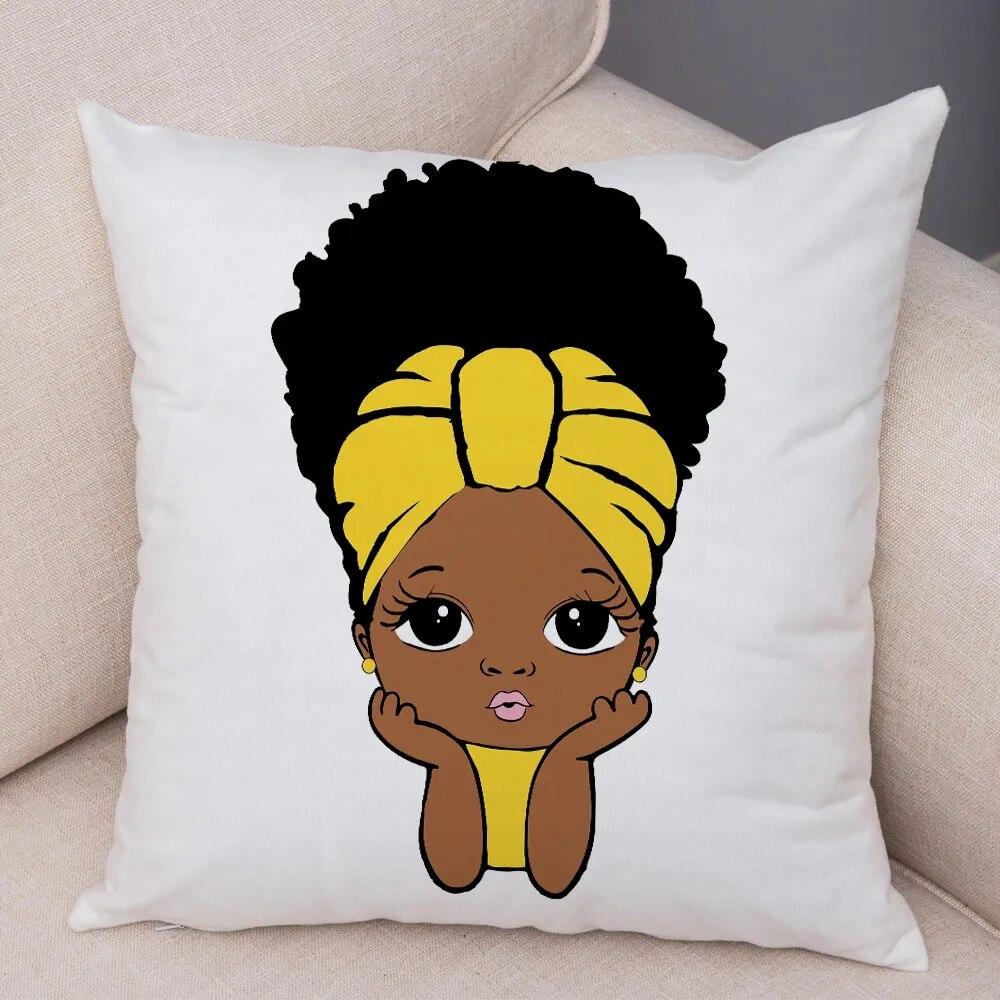 Home Decor African Baby Sofa Cushion Cover Bedroom Home Kids Room Decor Cute Cartoon Girl Pillowcase