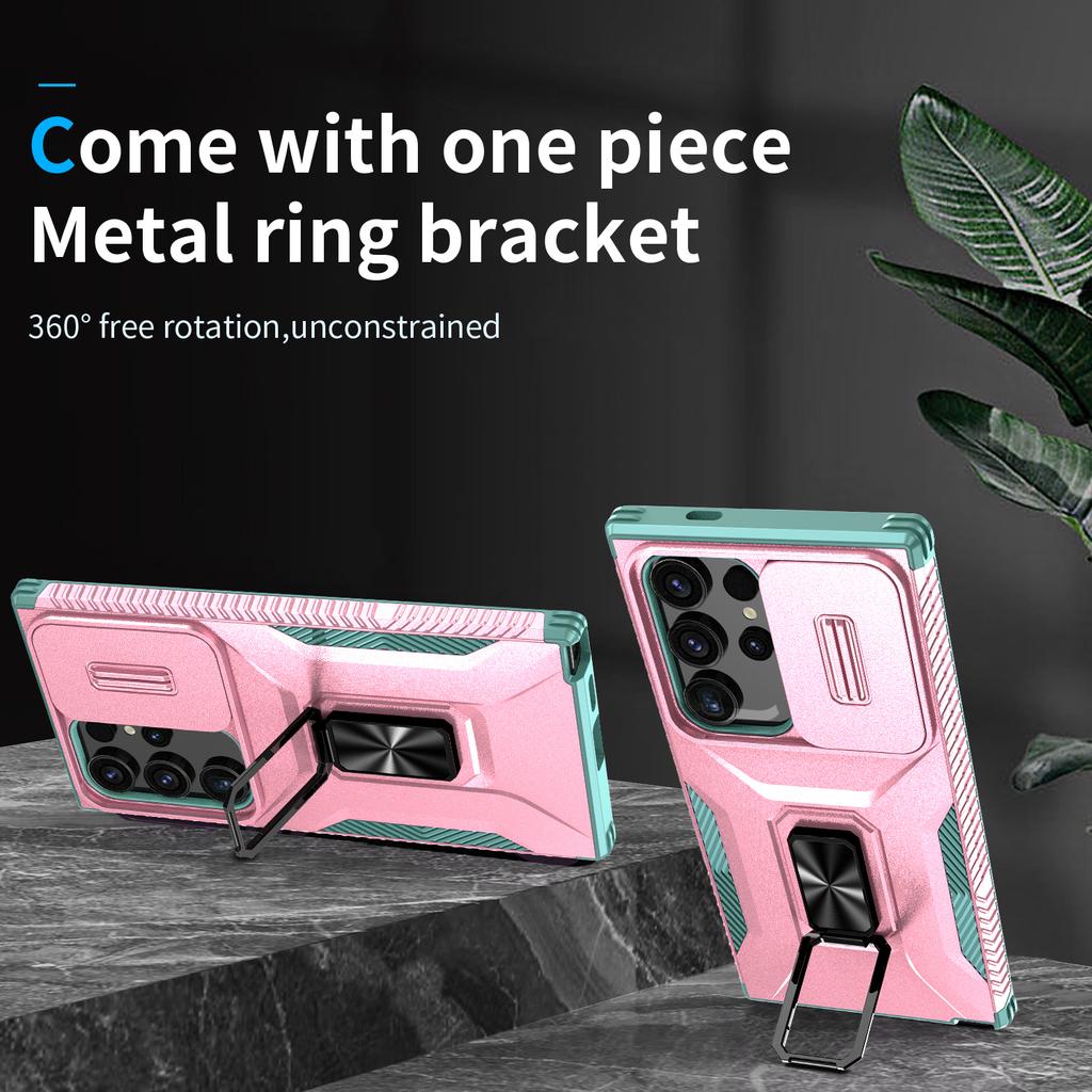 For Samsung Galaxy S24 Ultra Case Camshield Kickstand TPU+PC Anti-Slip Phone Cover