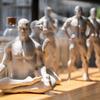 3D Yoga Pose Figurine – Male Plastic Desktop Ornament for Home & Office Decor