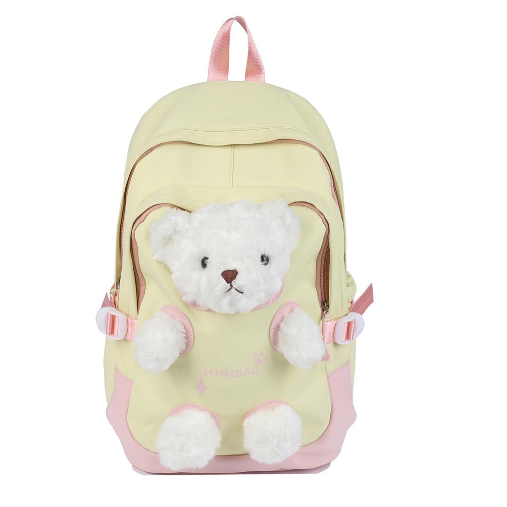Cute Bear Schoolbag Female Junior High School Student New Backpack Sweet Versatile Backpack Female