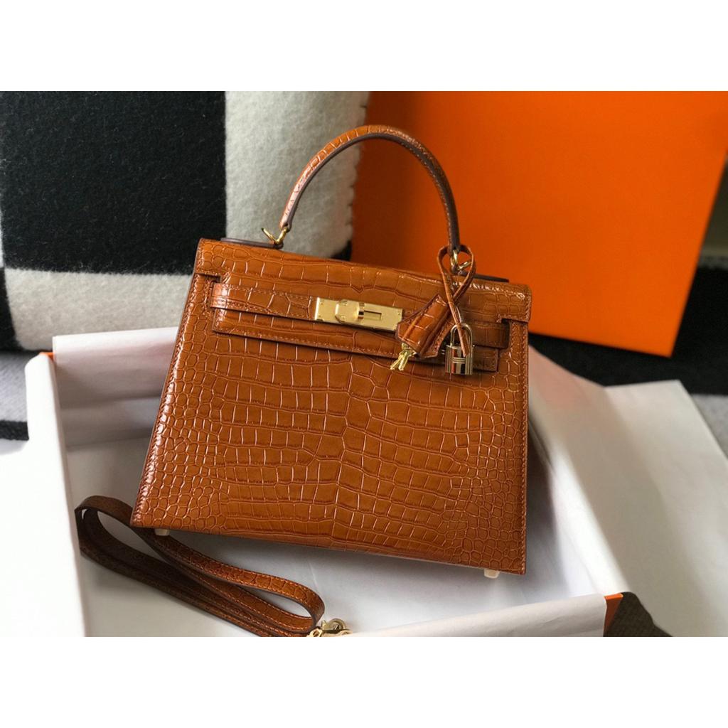 Leather second-generation crocodile pattern first layer cowhide portable shoulder messenger bag commuting 25cm commuting wind