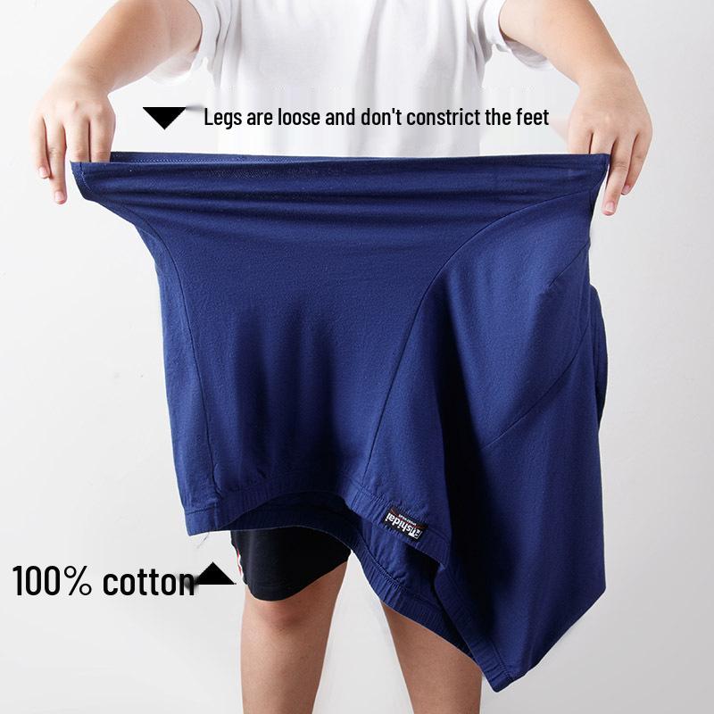 Pure Cotton Plus Size Men's Boxer Briefs - Loose Fit High Waist Underpants for Middle-Aged & Elderly Men