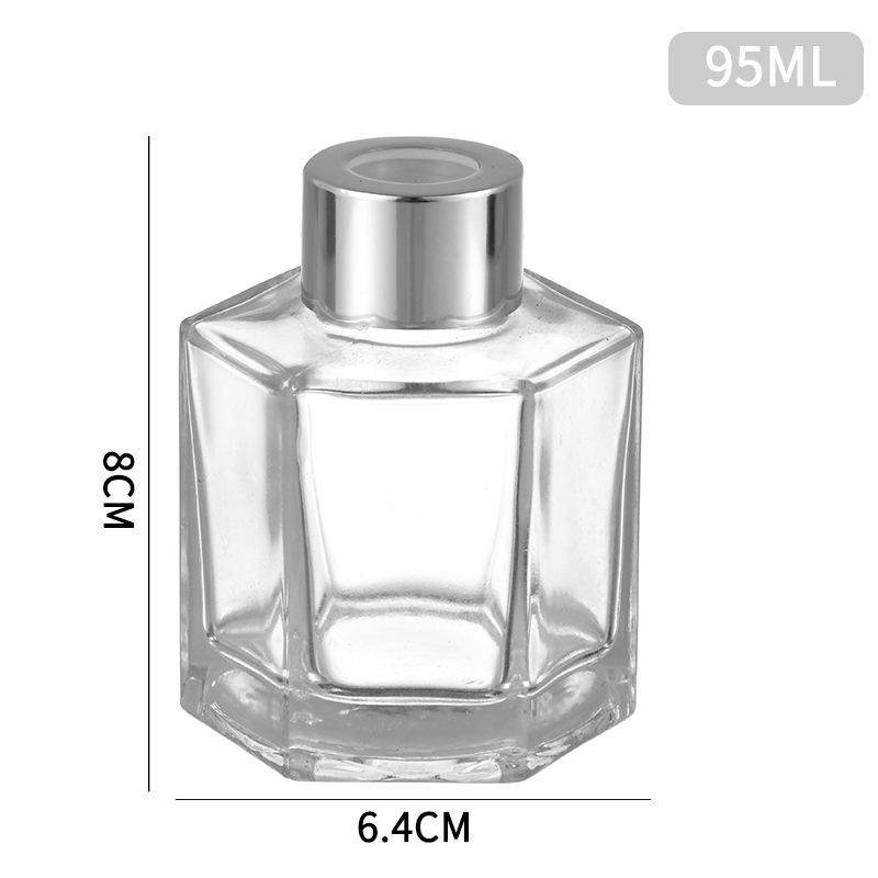 Hexagonal Glass Aromatherapy Bottle - Transparent Flameless Essential Oil Diffuser with Rattan Fragrance Sticks.