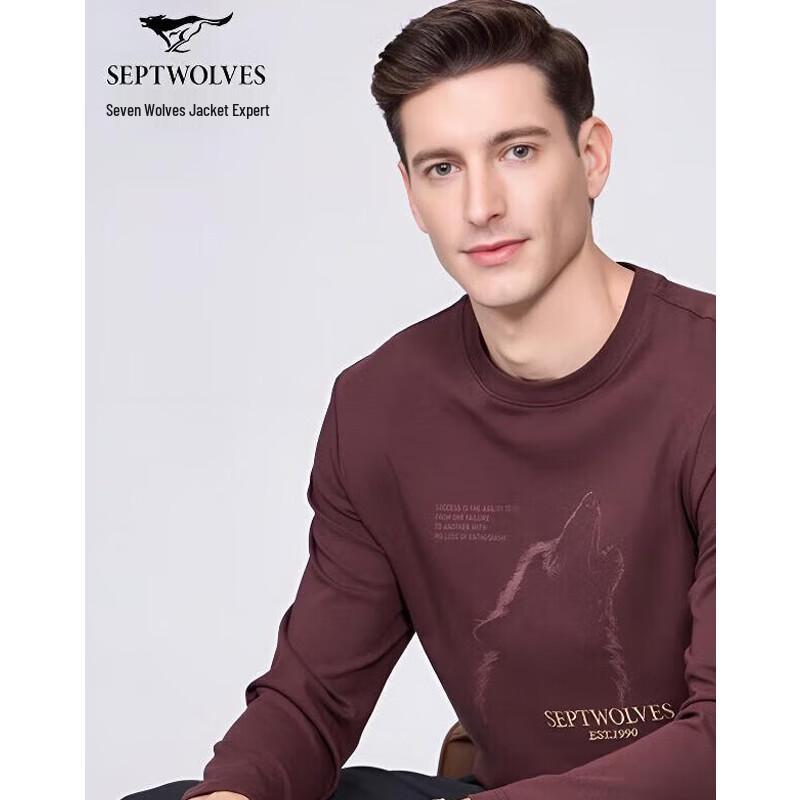 

SEPTWOLVES Men s Breathable Cotton Blend Long Sleeve Crew Neck T-Shirt 56A