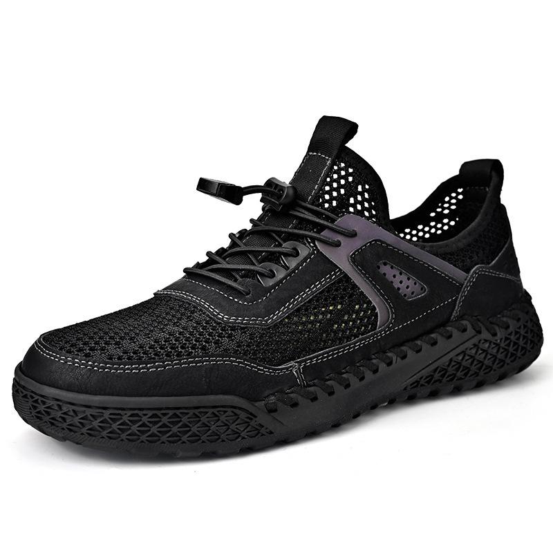 

Mesh shoes men s summer 2025 new hollow one-pedal men s shoes thin breathable non-slip men s lightweight casual shoes 46 чёрный