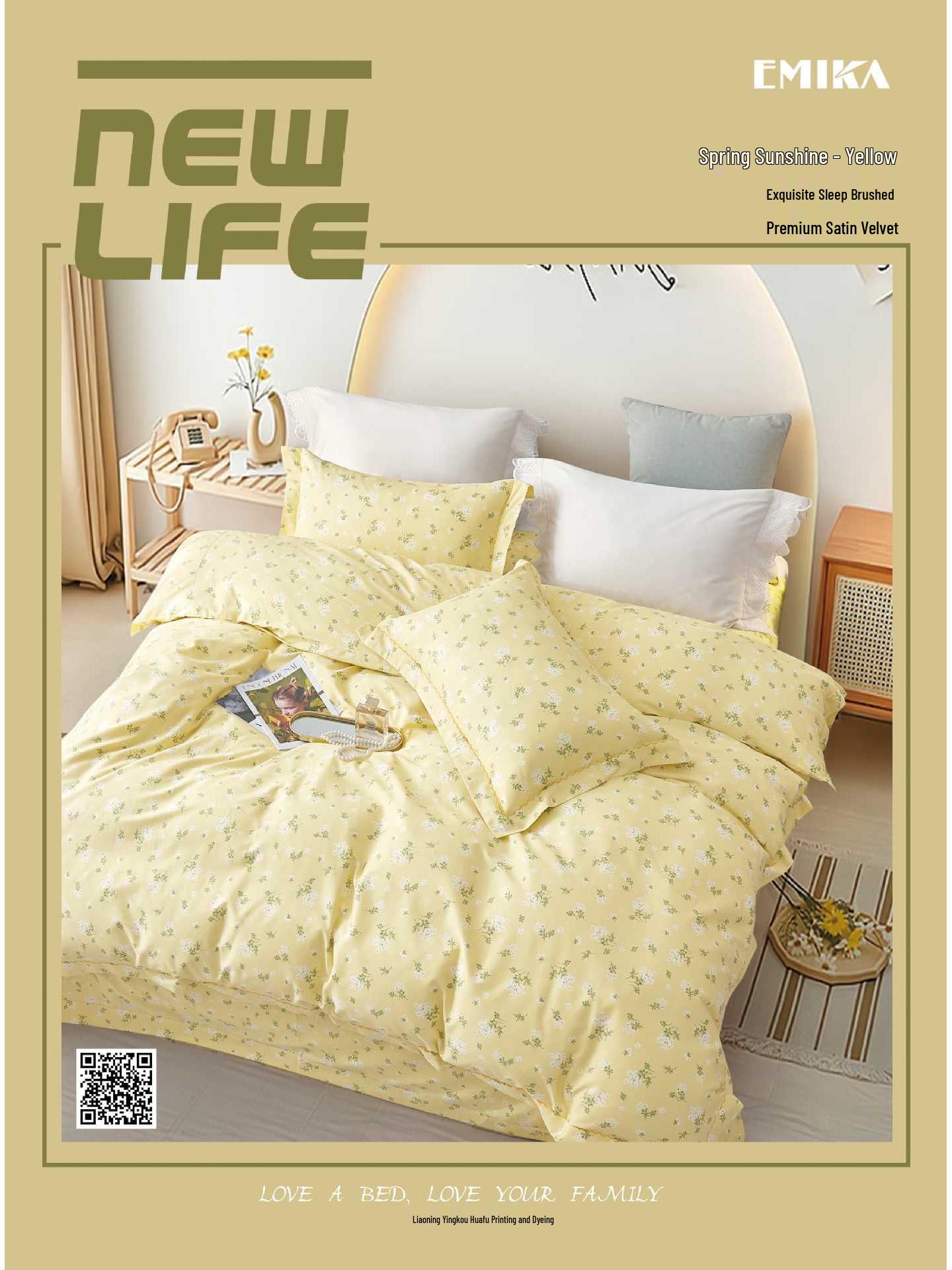 

Комплект постельного белья из чистого хлопка с начесом с принтом - Четыре предмета Full Process Thickened Brushed Cotton