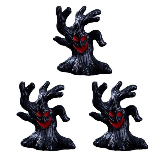 jijijing 3Pcs Halloween Mini Resin Figurines, Miniature Pumpkin Ghost Grim Reaper Castle Statue for Spooky Fairy Garden, Haunted House, Micro