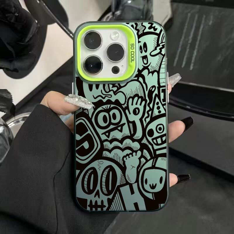 

Чехол для телефона Ghost Face Graffiti Electroplate Silver IMD для iPhone 11 12 13 14 15 16 Pro Max 7 8 Plus 16E X XS Противоударный чехол For iPhone 16E