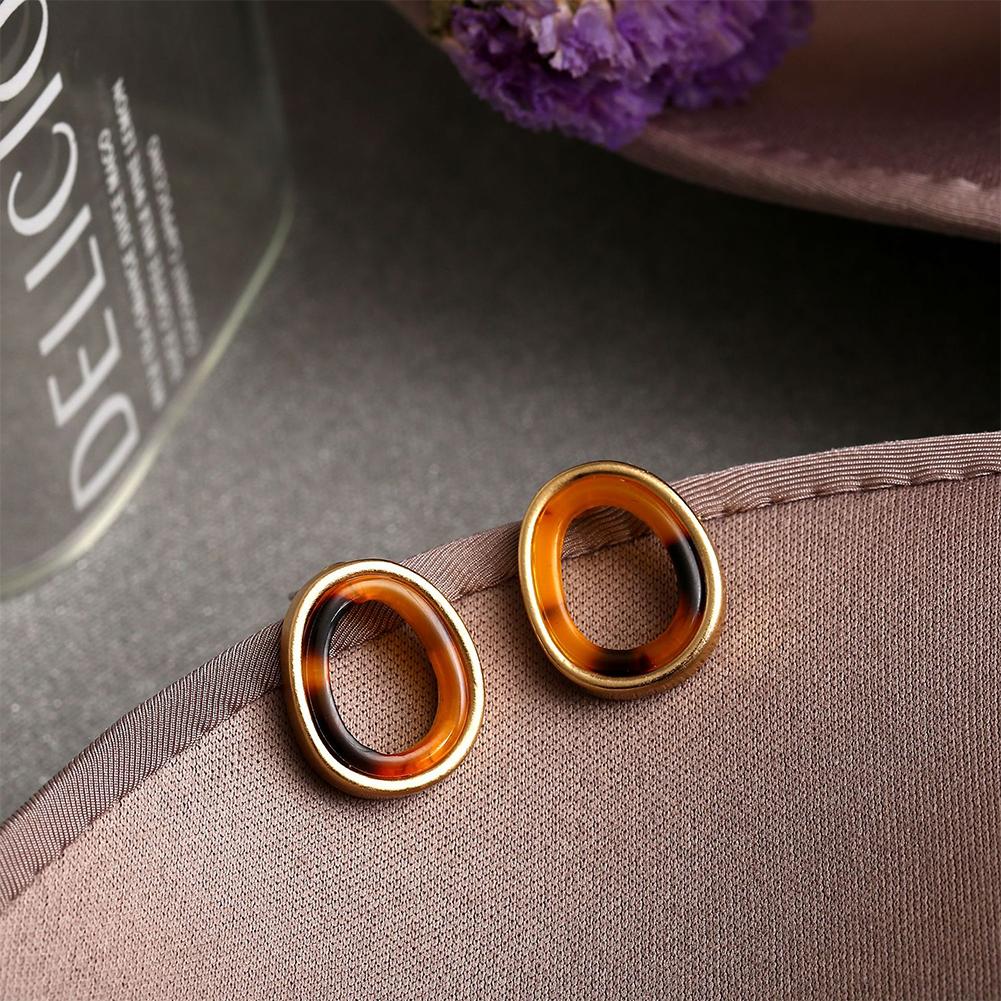 Women Retro Punk Style Simplicity Acrylic Hollowed-out Circle Leopard-print Earrings