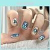 Blue Island Handmade Adhesive Cat Eye Short Nail Sticker Wearable Nail Art