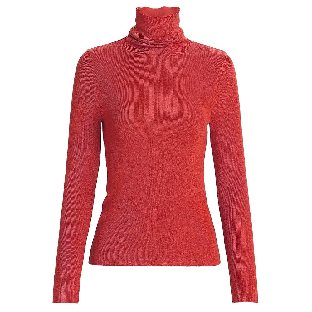 Zhili Women's Spring 2025 Multicolor Slim Fit High Collar Long-Sleeve Knitted Sweater