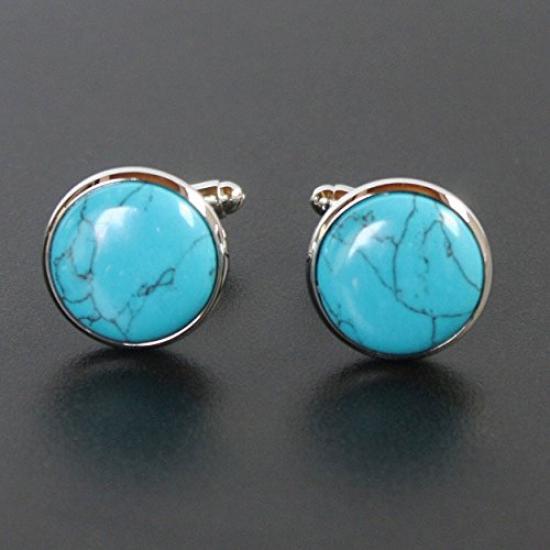 Kamakura Cufflinks Workshop Round Turquoise Cufflinks cf1740