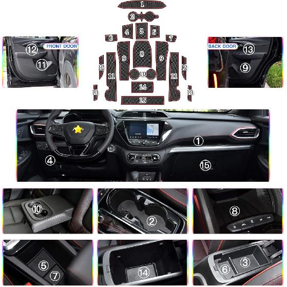 SKTU For -2024 2025 2026 Chevy Trailblazer Door Slot Mat 2024 2025 2026 Chevy Trailblazer Accessories Non-Slip Interior Door Groove Gate Pad Fit Door