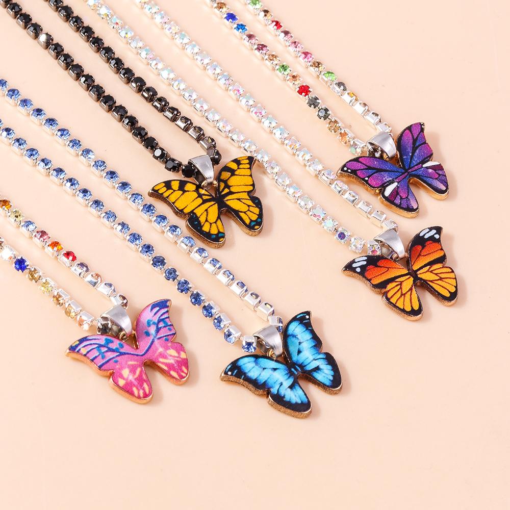 Cute Colorful Butterfly Anklet for Women Girls Crystal Chain Anklets Party Holiday Foot Jewelry Gifts