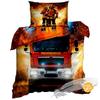 Biancheria da letto in raso di cotone 3D 140X200Cm Camion dei pompieri. Rosso dei Vigili del Fuoco