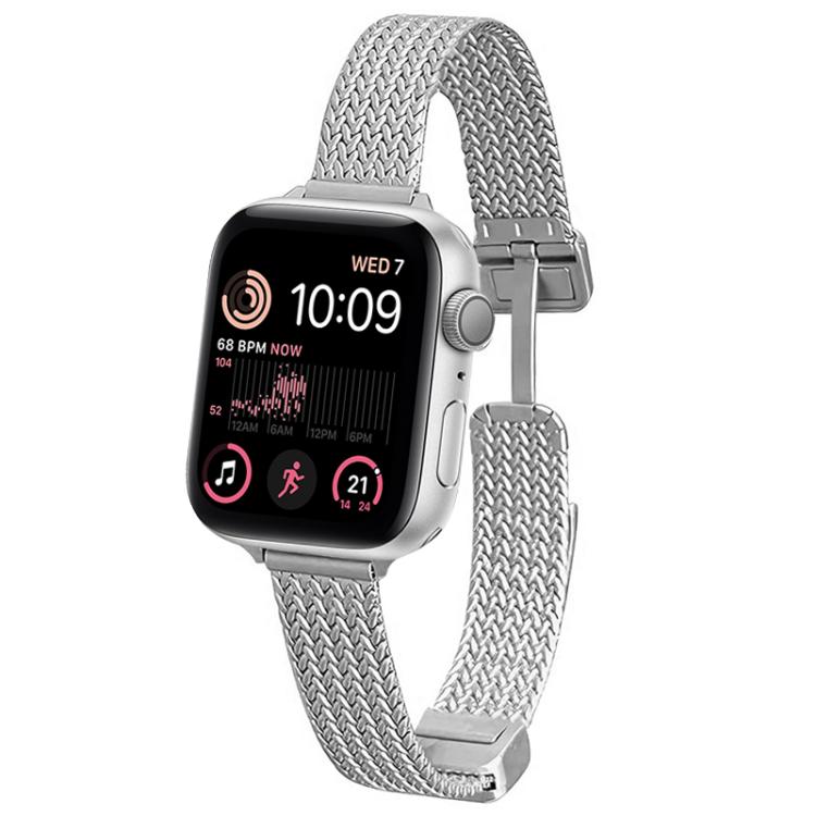 Wheat Ear Magnetic Buckle Stainless Steel Watch Band For Apple Watch 42/44/45/46/49mm, Adjustable Metal Business Replacement Wrist Strap