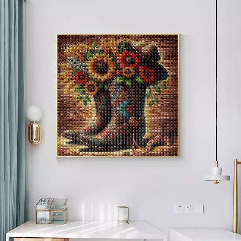 Diamond Painting Animal Diamond Mosaic Cowboy Boots Cross Stitch Kit Diamond Embroidery Crystal Sunflowers Home Decoration