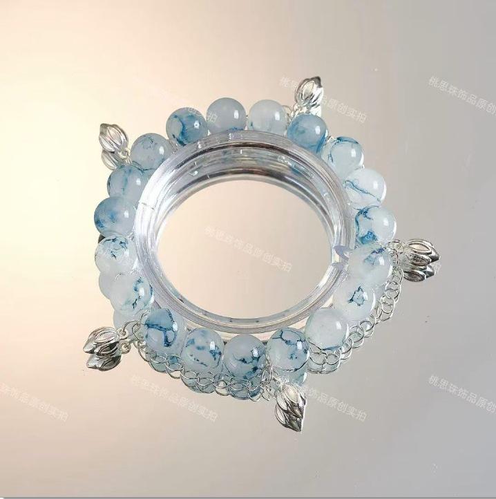 Clear Lotus Beaded Bracelet: Chinese Style Light Luxury Versatile Jewelry for Women