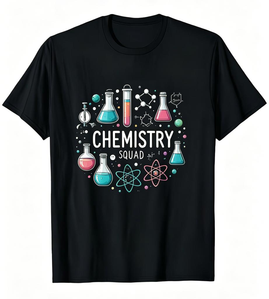 Aesthetic Chemistry Graphic Tee Trendy Science Squad TShirt Simple Lab Art Print Top Creative Minimalist Daily Wear Tshirt