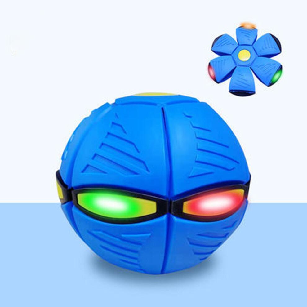 (Blue) Flying Ball UFO Throw Disc Outdoor Kids Flying UFO 3 LED Light Toy