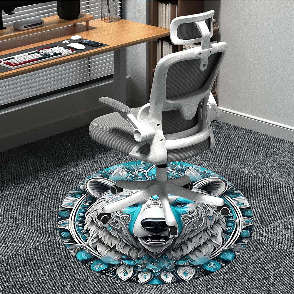 

1pc Ornate Bear Portrait Chair Carpet for Office, Soft Comfortable Mat For Office, Living Room, Bedroom, Machine Washable Carpet yy251112142 80cm by 80cm