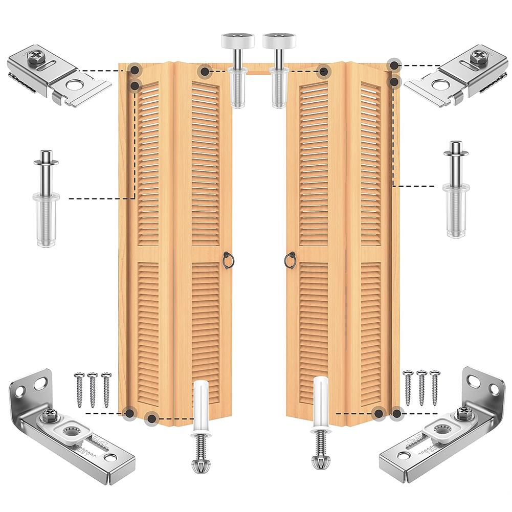 2Pcs Bifold Door Hardware Repair Kit Include Top & Bottom Bracket Sliding Barn Door Hardware Kit with Pivots Door Repair Parts