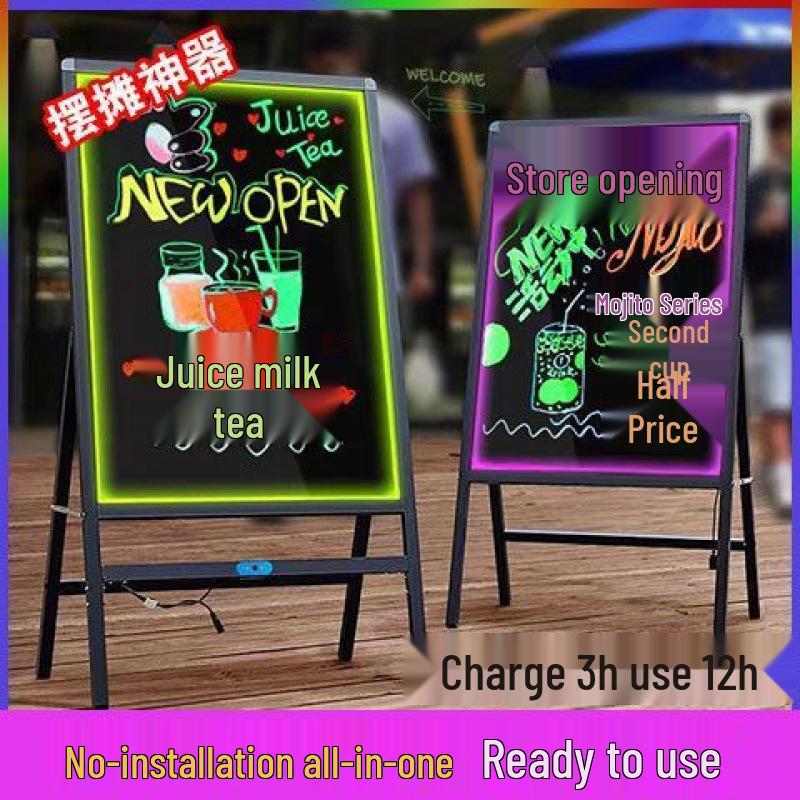 Fluorescent Night Market Advertising Board - Luminous Shop Display Blackboard