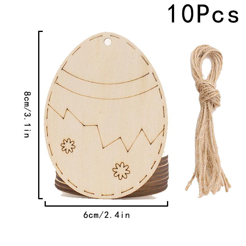 10 Stück/Packung DIY Ei Holzscheiben Basteln Frühlingsdekoration Partyzubehör Osterhase Holz