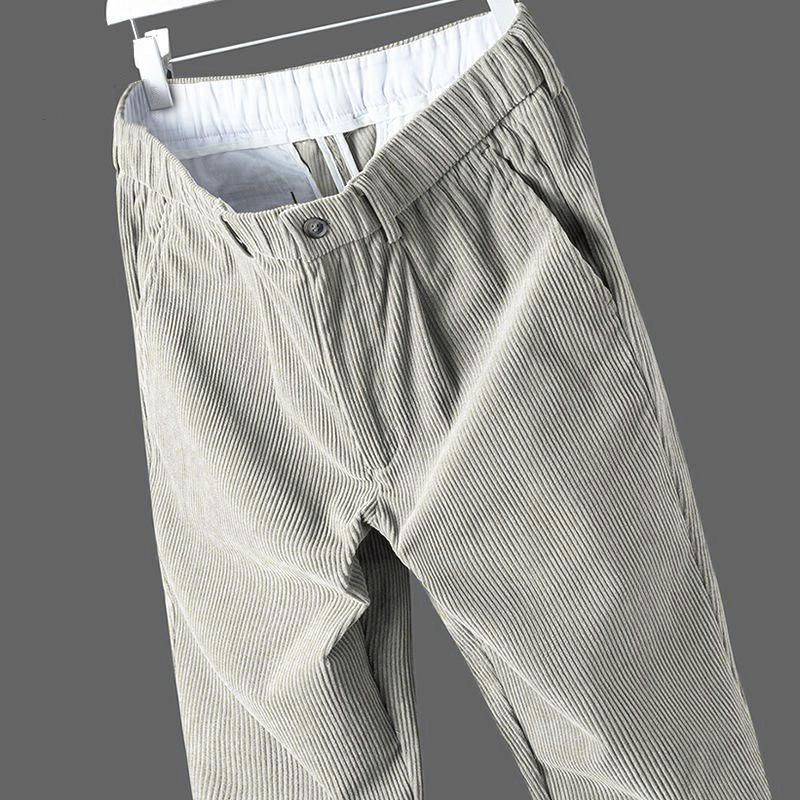 Men's High-End Corduroy Elastic Straight-Leg Trousers - Casual & Trendy for Autumn/Winter