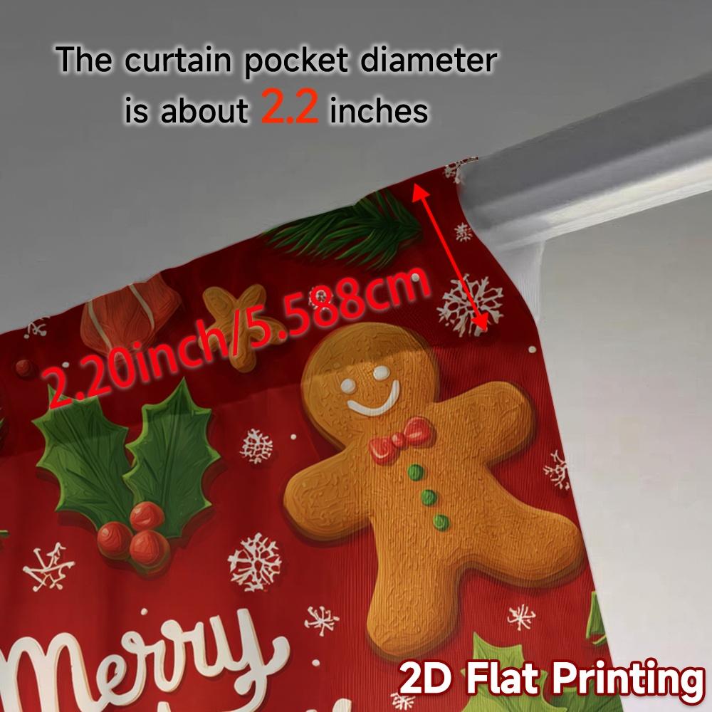 Flat Printing Jit Curtains Without Rod Gingerbread Cheer Popular Fashionable Versatile Polyester Fabric Set Of 2 Made