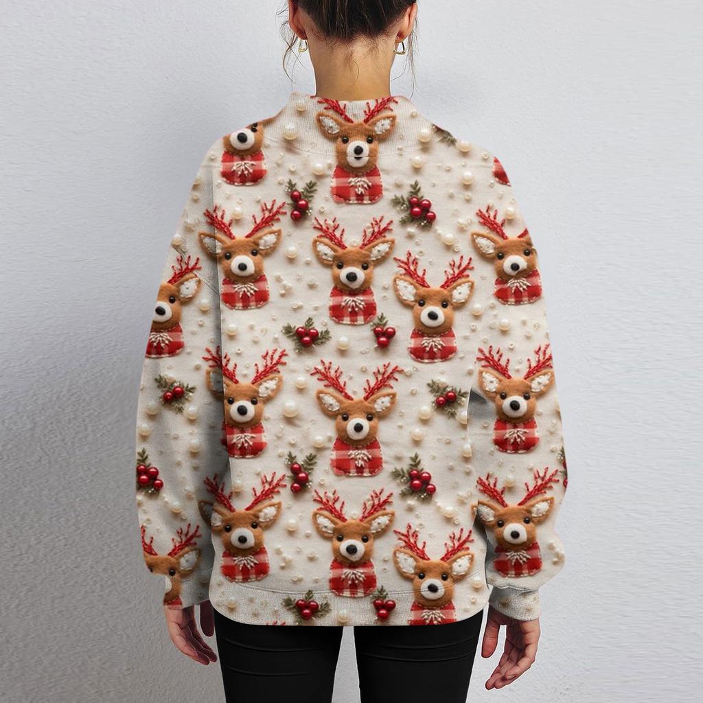 Dámská mikina s rolákem Podzimní pohodlná nadměrná mikina Elegantní pulovrové mikiny Bez kapuce Hřejivé topy s rolákem