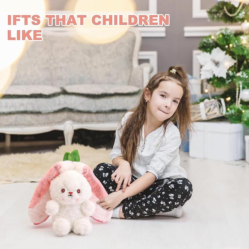 Wendbares Häschen Erdbeere PlüschtierHäschen Stofftier für Jungen und Mädchen (Erdbeere7.87 Zoll)