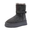 2025 Winter New Short Tube Two Wear Snow Boots Women's Platform Short Boots Piled and Thickened Large Northeast Gray Fluffy Cotton Shoes