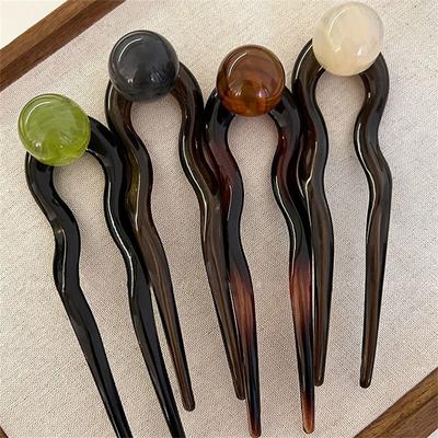 Koreanische Retro einfache Perlen U-förmige Haarnadel für Damen neue Mode hochwertig Perlenkugeln Stirnband Haarnadel Haarschmuck