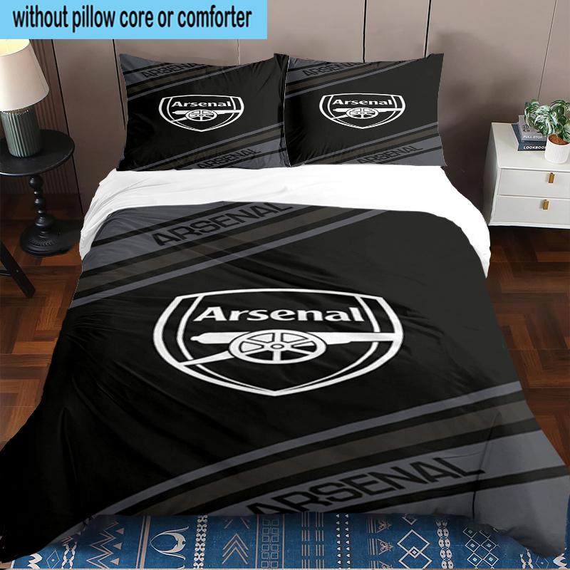 FC Arsenal Wappen 3-teiliges Bettwäscheset 2D-Druck (Enthält 1 Bettbezug + 2 Kissenbezüge Ohne Füllung), Schlafzimmerdekoration, Ventilatorgeschenk