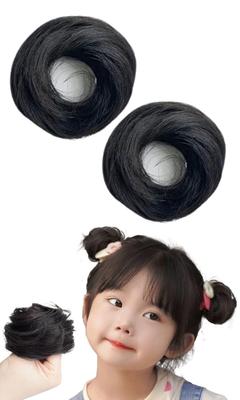 Edges42 Bun Wig, Scrunchie Wig, Kids' Hair Extensions, Shichi-Go-San Hair Accessories, Set of 2 (BlackBrown)
