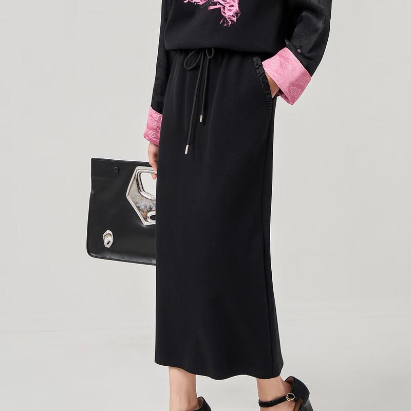 Iveni 2025 Autumn Simple Elegant Drawstring A-line Mid-length Skirt AEOG032 M